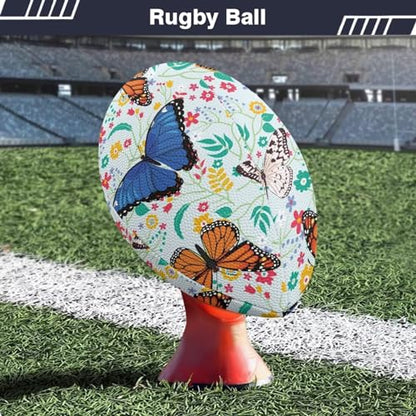SYtrade Recreational Football Game Footballs PU Composite Leather Footballs for Training Indoor Outdoor - color: Butterfly Flower Blue