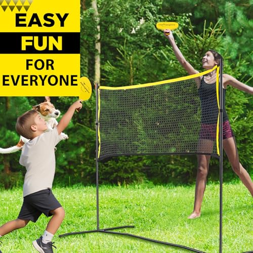 6ft Portable Pickleball & Paddle Ball Set: Easy Setup Paddle Game with Net, Similar to Badminton, Pingpong, and Jianzi, All-in-1 Set for Lawn, Backyard, Camping, Beach Indoor & Outdoor
