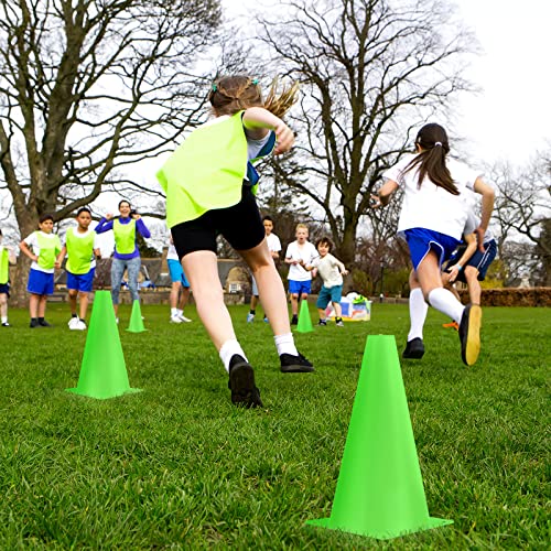 Hoteam 30 Pieces 9 Inch Traffic Cones Plastic Sport Agility Training Safety Cones Soccer Practice Equipment for Basketball Football Drills Exercise, Outdoor Activity and Events - color: Green