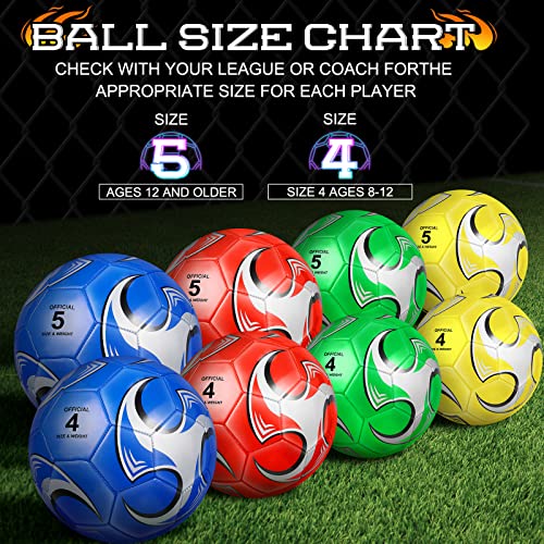 HyDren 4 Pcs Soccer Ball with Pump Official Size 4/5 Deflated Soccer Balls Bulk for Outdoor Indoor Practice Training Sport Gift for Kid Teen Youth Adult Back to School - size: Size 4, style: Stylish