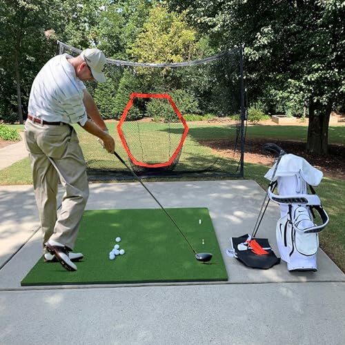 Golfguru Golf Mat, 5x4ft/5x5ft Dense Elite Golf Hitting Mats Practice with 10 Balls, 9 Tees, Heavy Duty Artificial Hitting Training Matt for Backyard Driving Chipping Indoor Outdoor Simulators - style: 5'x4' Thickened-26mm Thick