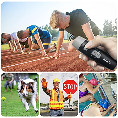 ANIZR Electronic Whistles with Lanyard,Adjustable 3 Tone & 3 High Volume Hand Emergency Whistle Basketball Referee Whistle for Coach,Teacher,Police,Outdoor Camping Boating Hiking(with Battery) - color: Black-2pcs