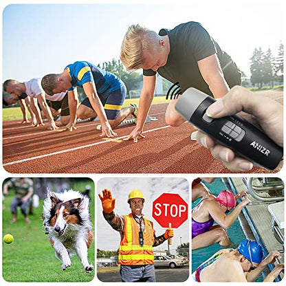 ANIZR Electronic Whistles with Lanyard,Adjustable 3 Tone & 3 High Volume Hand Emergency Whistle Basketball Referee Whistle for Coach,Teacher,Police,Outdoor Camping Boating Hiking(with Battery) - color: Black-2pcs