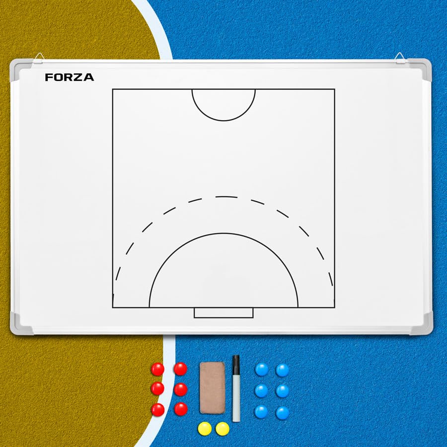 FORZA 35in x 24in Double-Sided Sports Coaching Whiteboard | 13 Sport Options - Dry Erase Board Equipped with Magnetic Markers, Pen & Eraser (Handball, Without Carry Bag) - size: Without Carry Bag, style: Handball