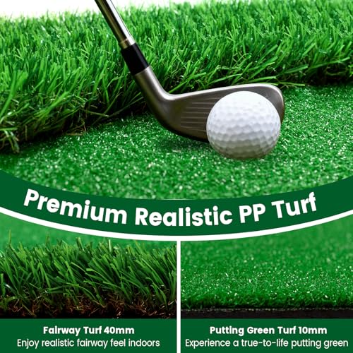 Golf Putting Green Indoor Outdoor Putting matt Professional Training Mat Practice Putting Mat with 3 Flags 1 Movable Cup 2 Slope Pad 5x10ft - style: Indoor Putting Green