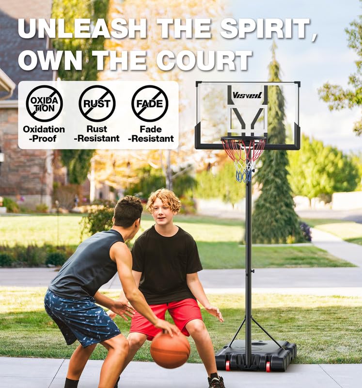 Basketball Hoop,Portable Basketball Hoop System for Outdoor, Adjustable Height 5.7-10ft 45in Backboard Basketball Goal for Kids Teen and Adult