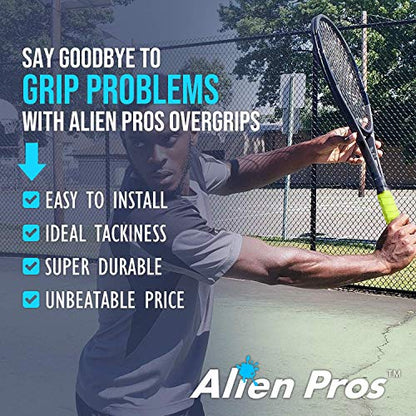 ALIEN PROS Tennis Racket Grip Tape - Precut and Dry Feel Tennis Grip - Tennis Overgrip Grip Tape Tennis Racket - Wrap Your Racquet for High Performance - color: 6-Pack Yellow