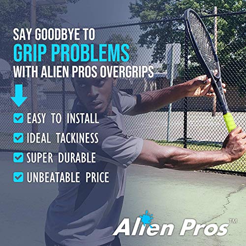 ALIEN PROS Tennis Racket Grip Tape (6 Grips) – Precut and Light Tac Feel Tennis Grip – Tennis Overgrip Grip Tape Tennis Racket – Wrap Your Racquet for High Performance (6 Grips)