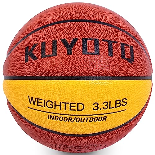 KUYOTQ 3LBS/3.3LBS/2.2LBS Weighted Heavy Training Basketball 29.5/28.5" in and Outdoor Improving Handling Dribbling Passing Rebounding Skill Composite Size 7/6 Weighted Training Basketball Equipment