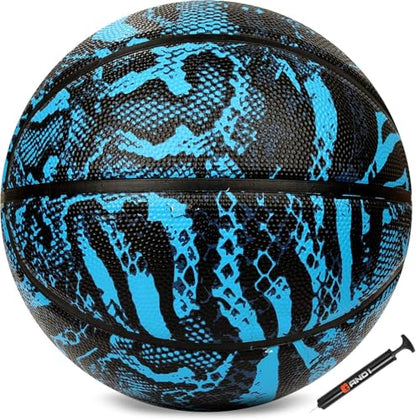 AND1 Chaos Basketball: Official Regulation (29.5 inches) Rubber - Deep Channel Construction Streetball, Made for Indoor Outdoor Basketball Games - color: Blue/Black Jungle