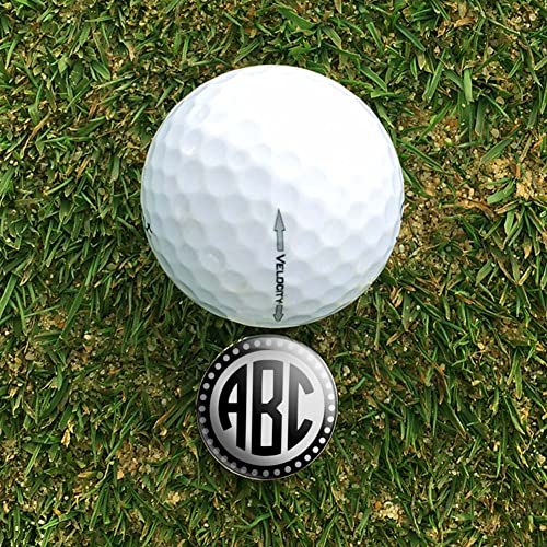 Graphics and More Personalized Custom Golf Divot Repair Tool and Ball Marker - Monogram Circle Font Scalloped Outline | Customize with Your Own Initials