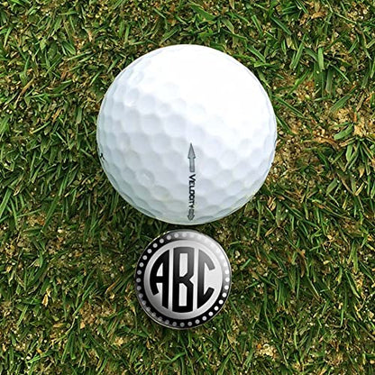 Graphics and More Personalized Custom Golf Divot Repair Tool and Ball Marker - Monogram Circle Font Scalloped Outline | Customize with Your Own Initials