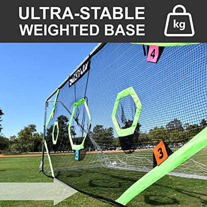 QuickPlay Target Net - Soccer Goal Target Nets with 7 Pockets for Shooting Accuracy - Fits Rigid Goals in Multiple Sizes - Soccer Trainer for Backyard, Training Equipment | Soccer Frame Not Included - style: Target Net PRO 24x8'