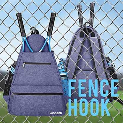 ACOSEN Tennis Bag Tennis Backpack - Large Tennis Bags for Women and Men to Hold Tennis Racket,Pickleball Paddles, Badminton Racquet, Squash Racquet,Balls and Other Accessories - color: Purple - B
