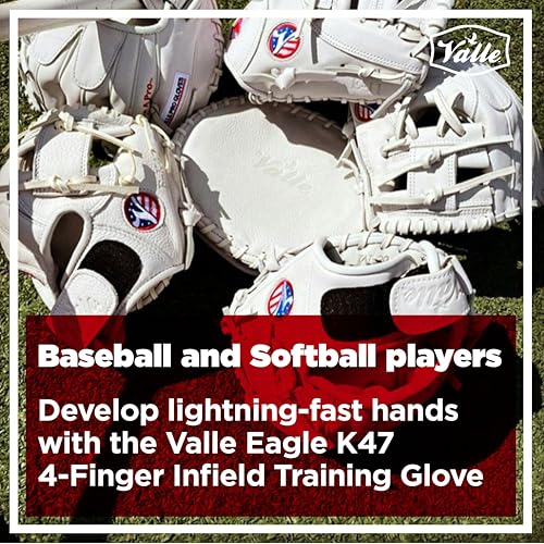 Valle Eagle K47 4-Finger Infielders Training Glove for Baseball and Softball - Soft Leather & Elite Fielding Equipment for Practice & Drills - Right or Left Hand Throw