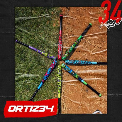Ortiz34 Bat & Ball Set - Graffiti Plastic Bat & Ball Homerun Set- David Ortiz Backyard Baseball Set for Youth, Kids, Teenagers, Adults (Bat & Ball Set, Blue) - color: White, style: Bat & Ball Set