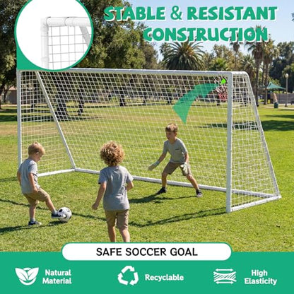 16x7 Portable Soccer Goal Heavy Duty Steel Frame for Backyard | Official 9v9 Youth Football Goals with High-Impact Net | Soccer Training Equipment for Kids, Teens & Family