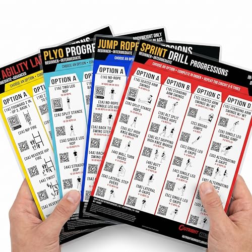 Guided Coaching Agility Ladder Drills Training System - Structured Speed & Footwork Charts with Built-in Progressions - style: 4-Pack Bundle (8.5x11)