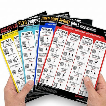 Guided Coaching Agility Ladder Drills Training System - Structured Speed & Footwork Charts with Built-in Progressions - style: 4-Pack Bundle (8.5x11)