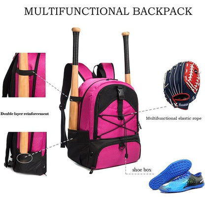 Baseball Softball Equipment Bag with Fence Hook and Shoe Compartment T-Ball Travel Soccer Bag Basketball Backpack Options