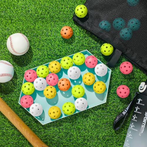 Lunmon 36 Pcs Practice Baseball 42mm Small Training Balls Plastic Hollow Softballs Golf Balls with a Drawstring Bag for Backyard Hitting Batting Training Indoor Outdoor Use