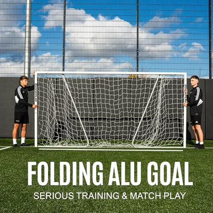 QuickPlay Pro Alu Match60 Portable Aluminum Soccer Goals for Backyard Training - Folding Soccer Goals with 3mm Net for Kids, Teams and Match Play