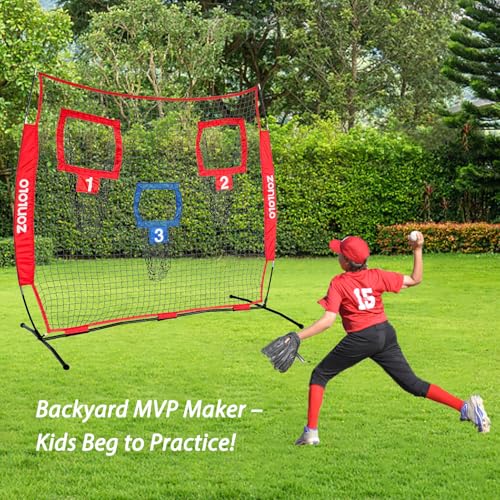 Zonlolo 6x6ft Football Training Net, Football Throwing Net with 3 Target Pockets, Portable QB Throwing Practice Equipment with Small Carry Bag,Most Suitable for Kids - color: Red