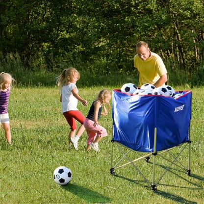 Large Capacity Basketball Collecting Cart Portable Volleyball Hopper Removabale Ball Storage Caddy with Lockable Wheels