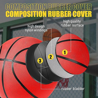 Jerify 12 Pack Official Size Rubber Basketballs for Kids Child Junior Youth Indoor Outdoor Sports Basket Balls with Pump Back to School Student Gifts Operation Christmas Bulk Items - size: Size 6, 28.5"
