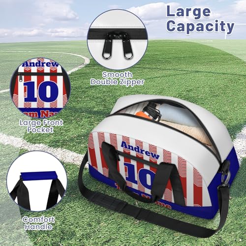 Basketball Soccer Gifts for Boys Girls - Custom Sports Duffle Bag, Personalized Name & Team Bag, Water-Resistant Gym Bag for Basketball, Soccer, Volleyball | Y-Red Navy - color: Y-Red Navy
