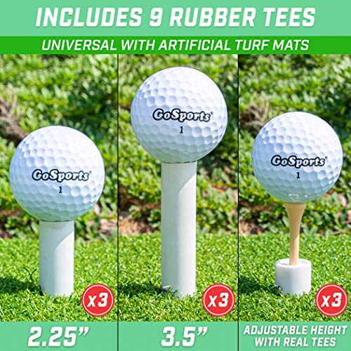 GoSports Golf Rubber Tees – Durable for High-Speed Swings, Consistent Tee Height – Indoor & Outdoor Universal Golf Mat Tees (9 Pack: 1.5", 2.25", 3.5")