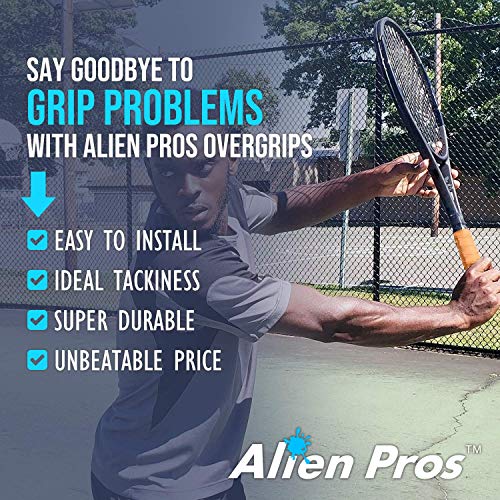 ALIEN PROS Tennis Racket Grip Tape - Precut and Dry Feel Tennis Grip - Tennis Overgrip Grip Tape Tennis Racket - Wrap Your Racquet for High Performance - color: 12-Pack Yellow