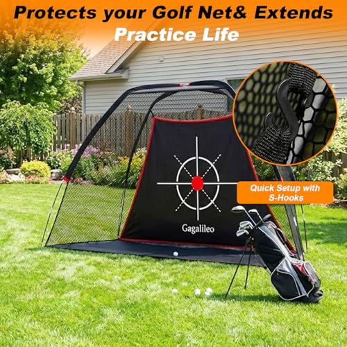 Gagalileo Golf Target Cloth: Protective Net Portable Easy Setup with S-Hooks & Ropes Indoor Outdoor Practice All Golfers Training Accuracy for Backyard Garage
