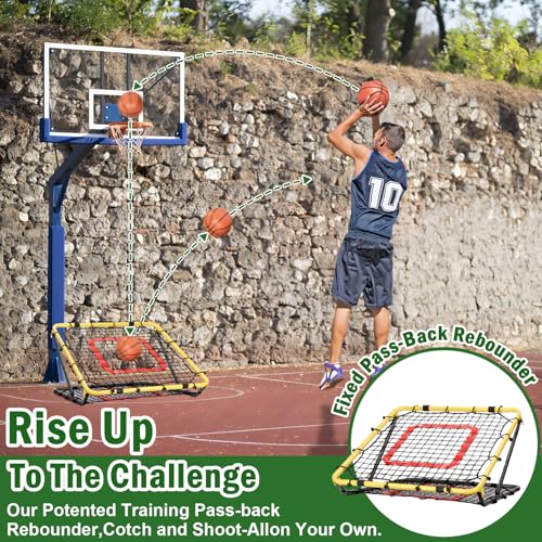 BaseGoal Baseball and Softball Rebounder Net,Baseball Rebounder,Volleyball Rebounder,Pitch Back Net,Multi-Sport Training Rebound Screen,with Pitching Target,Easy Adjustable Angles - style: 47x47 in Yellow