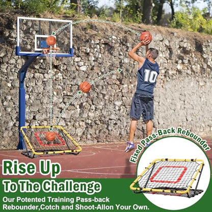 BaseGoal Baseball and Softball Rebounder Net,Baseball Rebounder,Volleyball Rebounder,Pitch Back Net,Multi-Sport Training Rebound Screen,with Pitching Target,Easy Adjustable Angles - style: 47x47 in Yellow