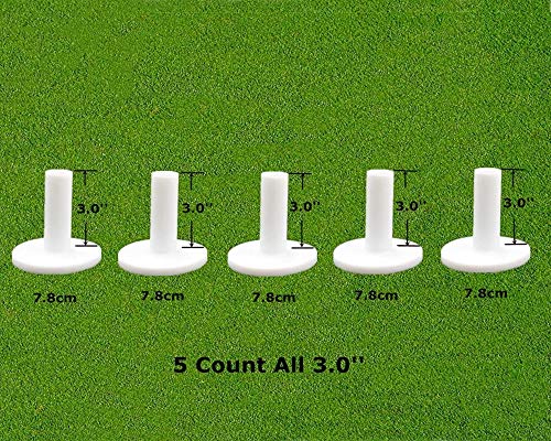 FINGER TEN Golf Rubber Tees 1.5" 2.25" 2.75" 3" 3.13" Same or Mixed Sizes/Colors Value 5 Pack, Durable & Hold Ball Well Golf Accessory for Indoor Outdoor Practice - style: White 5 Pack All 3.0''