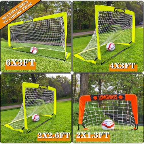 LOMGWAYS Soccer Goal – Foldable Frame Net for Kids + Youth – Indoor + Outdoor Soccer Goal with Carry Bag – Easy Set up – Multiple Sizes for Practice & Games - size: 2x2.6FT(Size 1 Ball)Green