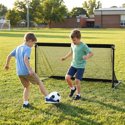 GYMAX Soccer Goal, Foldable Portable Soccer Training Net with Metal Frame, Ground Stakes, Easy Setup for Backyard Team Practice Play - style: M (4ft x 2ft)
