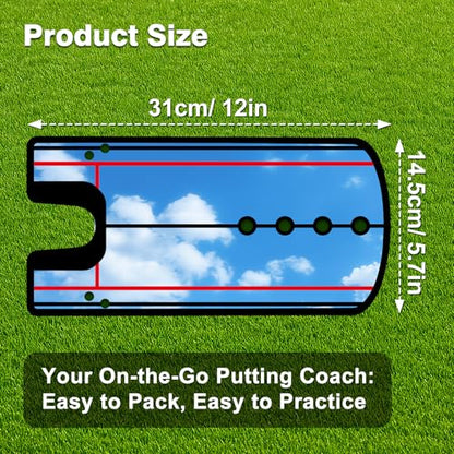 Golf Putting Mirror Training Aid, Alignment Training Tool for Putting Practice, Putter Mirror with Precision Lines for Eye & Shoulder Alignment, Portable Golf Putting Aid, 12" x 5.7"