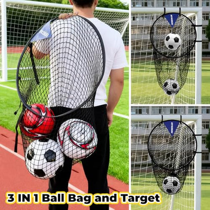 Top Bins Soccer Goal Target(2Pcs) 23.6in Soccer Target Net for Volley, Passing, Shooting Accuracy Practice Soccer Training Equipment with Carry Case