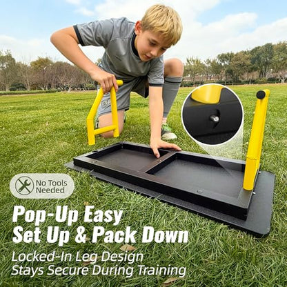 4-Angle Soccer Rebounder Board, Portable Soccer Rebound Wall for Passing, First Touch & Shooting Training, Heavy Duty HDPE Kick Back Trainer