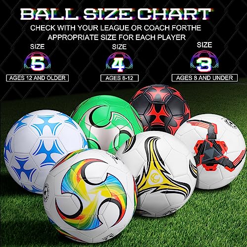 Deekin 6 Pcs Soccer Ball Bulk with Pump Needle Size 5/4/3 Deflated Official Soccer Ball for Indoor Outdoor Sport Training Practice Accessories for Child Teen Adult Game Training - size: Size 4