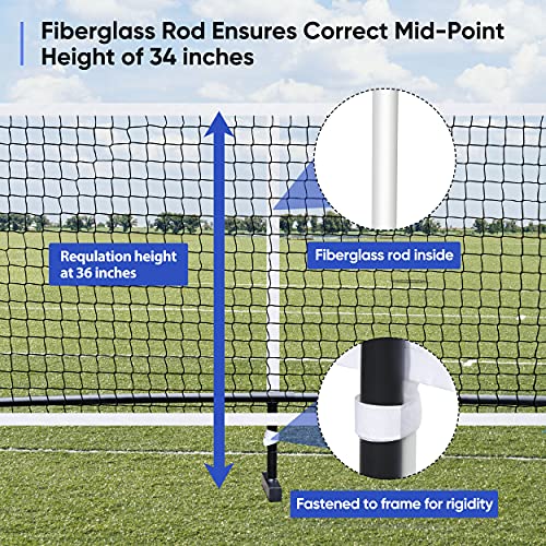 F2C Portable 22FT Pickleball Net Set Regulation Size Soccer Tennis Net with Court Markers,Game Set System with Metal Frame Stand and Carrying Bag - style: Pickleball Net with Court Markers