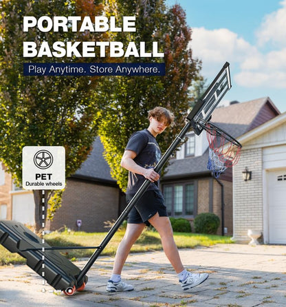 Basketball Hoop,Portable Basketball Hoop System for Outdoor, Adjustable Height 5.7-10ft 45in Backboard Basketball Goal for Kids Teen and Adult