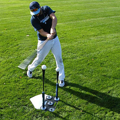 Jugs Pro-Style 5-Point T - This Batting tee Comes Complete with a Weighted Rubber encased Base and 2 Fully Adjustable Extension Tubes. Teaches Correct Contact Points for Inside, Middle, and Outside.