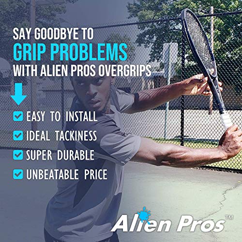 ALIEN PROS Tennis Racket Grip Tape - Precut and Dry Feel Tennis Grip - Tennis Overgrip Grip Tape Tennis Racket - Wrap Your Racquet for High Performance - color: 12-Pack White