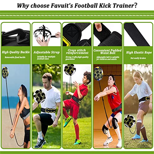 Football Kick Trainer, Soccer/Volleyball/Rugby Trainer Hands-Free Adjustable Solo Soccer Practice Aid Throw Training Equipment for Kids Adults Ball Sizes 3, 4, 5 - color: 4 Straps