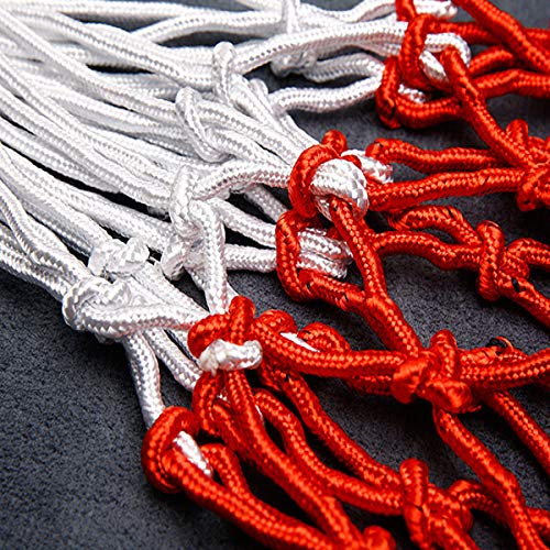 Basketball net 12 Loops Replacement Thicker Ropes Weaved All Weather Bright Coloured Endurable Environment Friendly Polypropylene - color: 1 PCS Red White