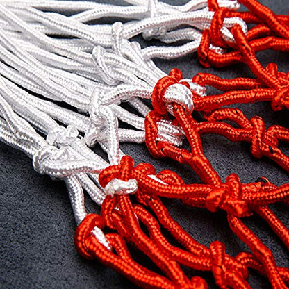 Basketball net 12 Loops Replacement Thicker Ropes Weaved All Weather Bright Coloured Endurable Environment Friendly Polypropylene - color: 1 PCS Red White