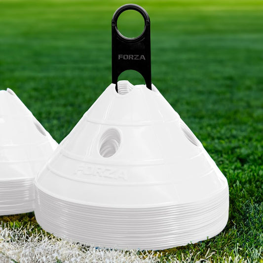 FORZA Soccer SuperCone Training Marker Domes [20 Pack] | Jumbo 5.5in Cones for Speed & Agility Training | Heavy-Duty Weatherproof PVC Options - color: White